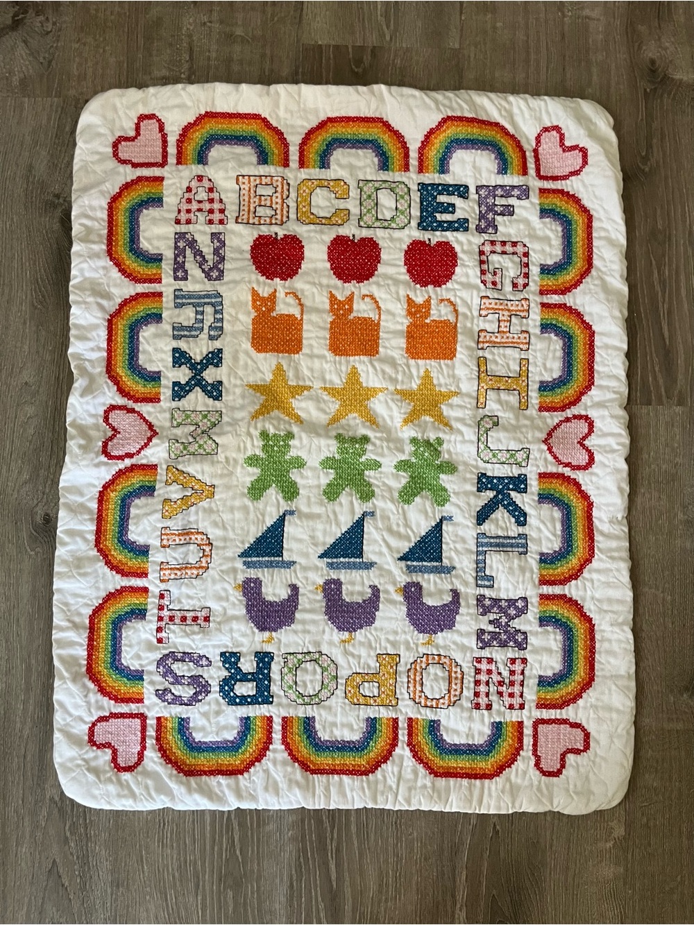 Vintage Alphabet Cross Stitch Baby Blanket